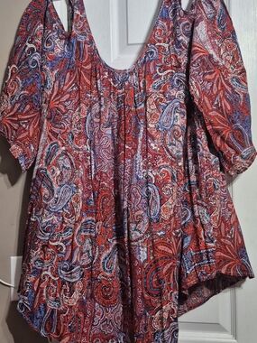 New No Tags Women's Soul Cake Paisley Peasant Blouse with Scoop Neck Size 3xl
